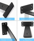 Beefy 12 Inch Floating Shelf Brackets 6 Pack Black Metal L Brackets for Wood Shelves One Fifth Inch Thick Heavy Duty Shelf Supports Up To 160 Lbs Each showing details