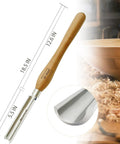 1 Inch Cryo Treated M2 HSS Roughing Gouge For Woodturning pre sharpened spindle chisel with wooden handle and bowl background.