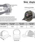 Military Wife Of A Vietnam Veteran Trucker Hat size chart and mesh design with camouflage print