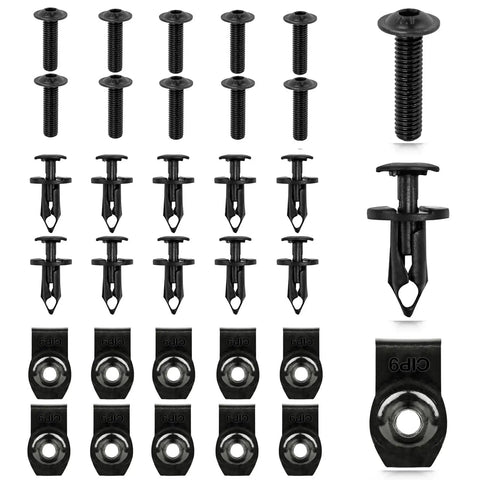 Polaris Ranger RZR Body Panel Screw Kit Replacement with M6 Torx Screws U Type Flat Nuts Plastic Rivets for UTV ATV Accessories