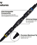 Impact Rated 11-in-1 Multi Bit Screwdriver And Nut Driver with interchangeable components and universal adapter shown