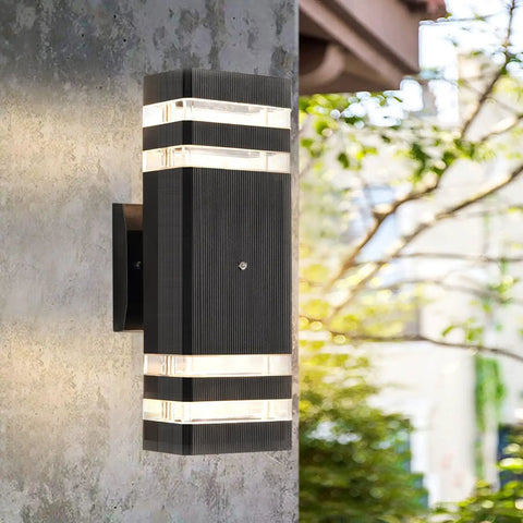 Dope Black Aluminum Dusk To Dawn Outdoor Wall Lights mounted on exterior wall showing modern design