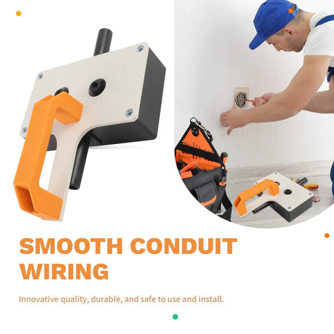 Heavy Duty Multifunctional Wire Puller Handheld Tugger Tool Perfect For Electricians Needing Smooth Cable Feeding In Narrow Spaces, Pipes And Underground Areas To Save Time On Residential Or Commercial Jobs. Handheld cable puller with ergonomic orange handle.