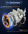 Straight Up Solid Drop-In AC Compressor With Clutch For Honda Civic 2006-2011 1.8L showing detailed design with pulley and oil connections.
