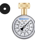 MEASUREMAN water pressure gauge with 2.5-inch dial, 0-200 psi, brass hose thread, black cap, front view