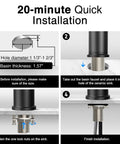 Installation guide for Matte Black Bathroom Faucet With Modern Waterfall Spout, 360 Degree Swivel, Single Hole Deck Mount, ABS Construction