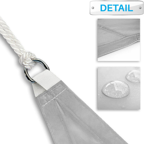 16x18 Waterproof Shade Sail Rectangle With Hardware Kit Light Gray UV Block Outdoor Patio Cover detail images showing material and design.