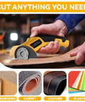 Powerful 4V Cordless Electric Scissors Cardboard Cutter With Safety Lock And LED Light For Boxes Carpet Plastic And Fabric Rechargeable USB Charge Heavy Duty DIY Tool In Yellow cutting cardboard