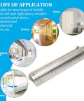 Image of Automatic Door Closer For Home And Hotel Rooms With Adjustable Speed And Fully Automatic Closing Rugged Stainless Steel In Silver Finish, showcasing scope of application in homes, schools, and shopping malls.