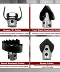 Professional Grade 10 Piece Heavy Duty Drain Snake Drill Attachment And Auger Tool Kit cutting heads for plumbing clogs.