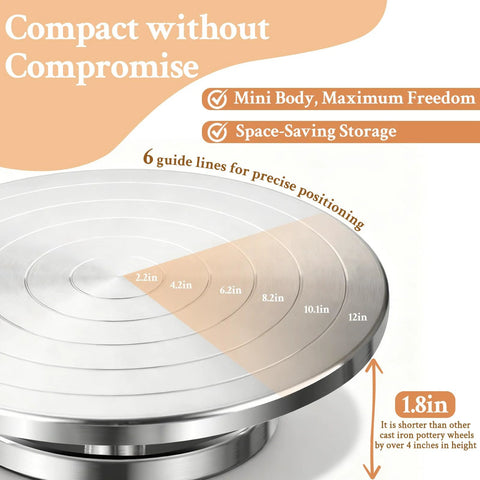 Front view: Yncotte 12-inch pottery wheel, double-sided banding wheel on aluminum alloy turntable