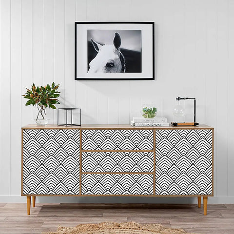 Cabinet with Black And White Peel And Stick Wallpaper With Geometric Chevron And Herringbone Pattern For Walls And Cabinets