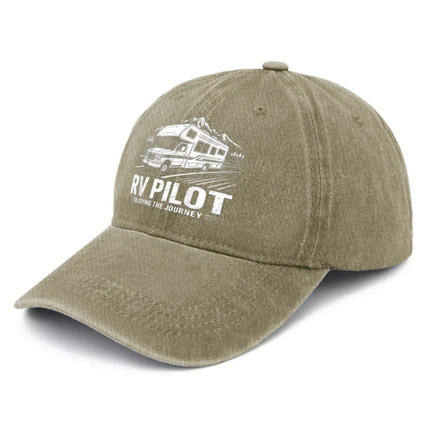 Funny RV Pilot Hat For Women Saying Enjoy The Journeys Camper Road Trip Vacation Cap With Adjustable Strap in khaki