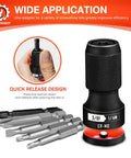 Quick Release Impact Bit Holder Three Eighths Inch Square Drive To One Quarter Inch Hex Socket Adapter Durable CR MO Steel Red Finish