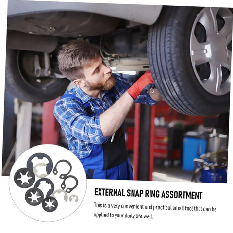 Mechanic installing 200 Piece Retaining Ring And Washer Kit For Mechanical Projects And Electronics under a car