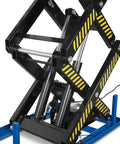 Heavy Duty Wireless Remote Control Double Scissor Hydraulic Lift Table With 4400 Lb Load Capacity And 72.6 Inch Height For Warehouse Jobs, showing hydraulic lift and support arms detail.