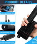 Beefy 24V Heavy Duty Linear Actuator With 30 Inch Stroke, 660 Lb Load, shown in hand, detailing plastic gear and components.