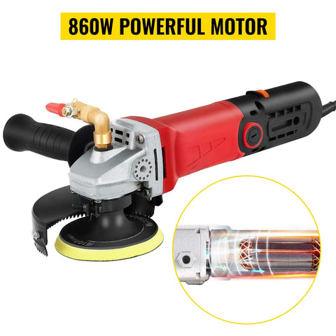 Corded Wet Buffer Polisher Kit With 7 Amp Motor, 4 And 5 Inch Pad Sizes, Heavy Duty Grinder Sander, close-up of motor detail