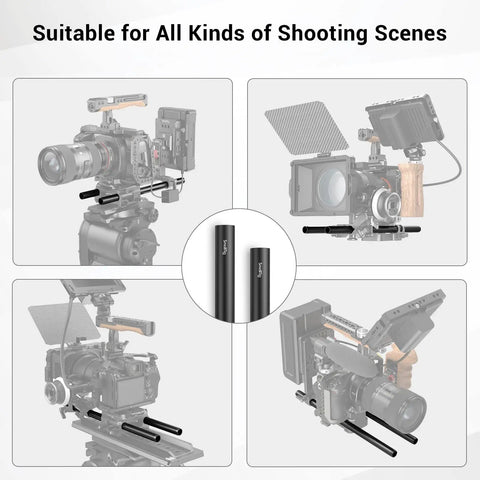Badass 12 Inch Aluminum Camera Rig Rods With Industrial 15mm Diameter And Secure M12 Female Threads for versatile shooting setups.