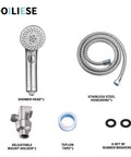 High Pressure 6 Setting Handheld Shower Head With On Off Switch And Spa Spray Mode Anti Clog Rub Clean Jets with accessories