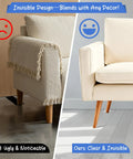 Clear Non Slip Couch Stoppers 2 Pack 9 Inch Universal Furniture Spacers displayed on furniture to show invisible design and blend with decor.