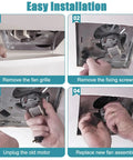 Installation steps for Blower Motor Assembly For 771 And 771 A Bathroom Exhaust Fans Replacement Motor 99080599 70CFM