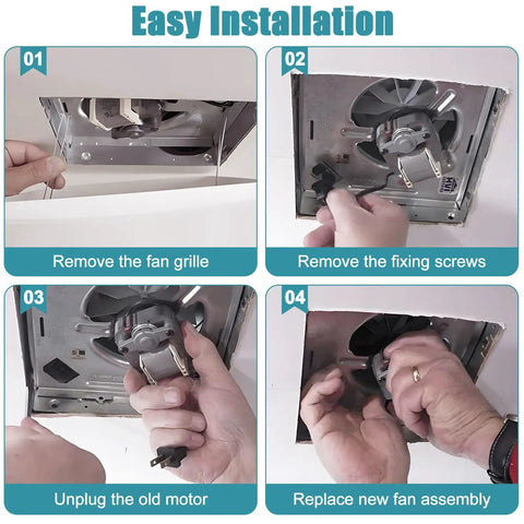 Installation steps for Blower Motor Assembly For 771 And 771 A Bathroom Exhaust Fans Replacement Motor 99080599 70CFM