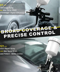 Professional Hvlp Spray Gun Double Pack Featuring Easy Dial Air Adjustment Corrosion Fighting Metal Parts For Quick And Slick Auto Shop Panel Coating Tasks close-up of 819CT and 887CT spray guns showcasing coverage and control features.