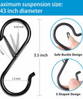 Black 17 Pack S Hooks With Safety Lock Clip, 3.5 Inch Stainless Steel S Shaped Locking Hooks for Dorm Kitchen Plants Pots Towels Bags
