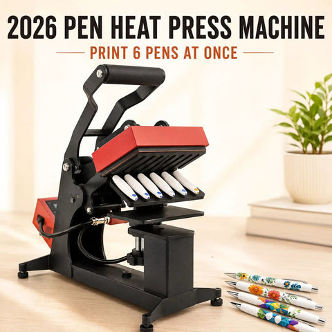 Hot Pen Heat Press Machine 350W Electric Marker Printer With Digital Temp Control And Timer printing 6 pens at once.