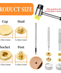 Leather Snap Fasteners Kit With 20 Sets Of 15mm Press Studs And Setter Tools In Gold For Fabric And Clothing Sewing Projects