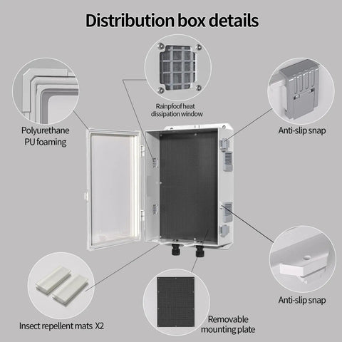 Tough Outdoor ABS Electrical Junction Box Water Resistant Enclosure With Internal Mounting Panel And Hinged Cover Weatherproof