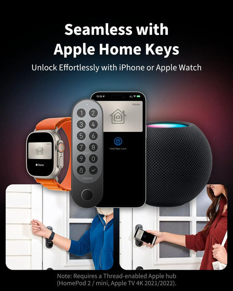 Sleek Smart Retrofit Door Lock Supporting Apple Home Key Access With Rapid Fingerprint Scan For Effortless iPhone Unlock And Zero Hassle Siri Setup In Matte Black