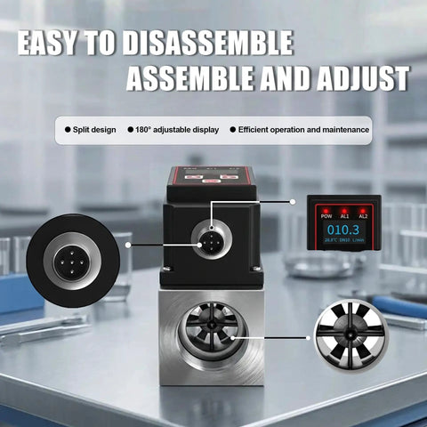 Workhorse Turbine Flow Meter With 4-20mA Output And Temperature Sensor, OLED Display, Stainless Steel Industrial Flow Meter For Water And Liquids, DN15, RS485 Modbus Ready components and display
