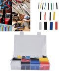 Colorful Heat Shrink Tubing Kit With 580 Pieces For Wire Insulation Protection And Leak Prevention, Fast Shrinking At 84C Temp, Durable Polyolefin Material With 2:1 Ratio To Keep Your Cables Snazzy And Secure. Assorted tubes in a storage case for wire repair and cable insulation