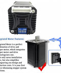NEMA 23 57mm integrated servo stepper motor kit with encoder and driver, front view, black heatsink housing