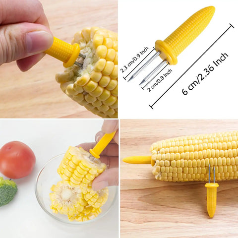 24 Pack Stainless Steel Corn Holders for Grillin and Barbecue Cob Skewers, 2.36 inch length, used with corn on cob