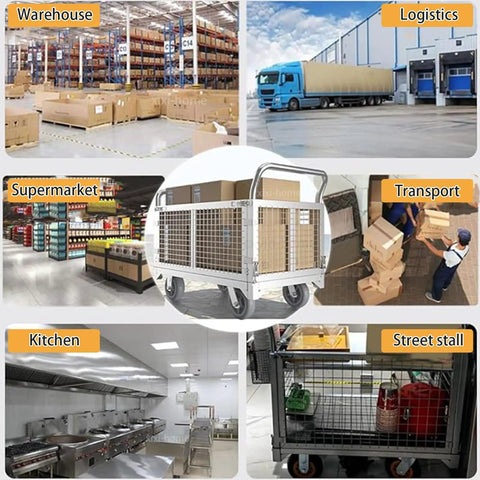 Heavy Duty Fold Flat Platform Cart With Reinforced Cage glides smooth and handles 660 pounds easily in various settings like warehouse and supermarkets.
