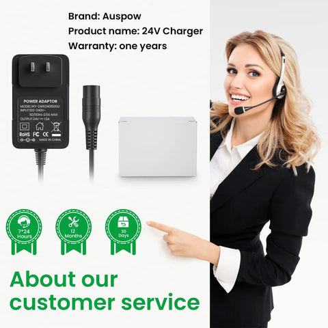 24V 1.5A Electric Scooter Charger For Razor E100 E200 E300 PR200 MX350 Pocket Mod Sports Mod Dirt Quad And Dirt Bike Replacement 24 Volt DC 36W Power Adapter