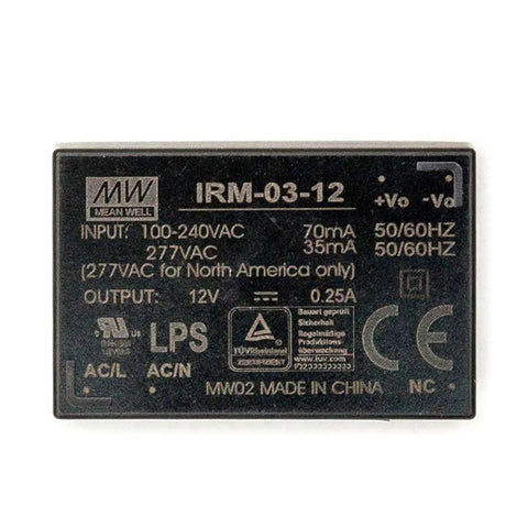 Straight Up Reliable 12V AC DC Switching Power Supply 3W PCB Mount with input/output details and specifications.