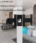 Keyed Entry Door Lever Set For Exterior Front Door, Heavy Duty Matte Black Reversible Design For Right Or Left Swing, Includes Inside Turn Button And External Keys, 3 Pack, Built Tough For Security And Everyday Use, shown installed on a standard door.