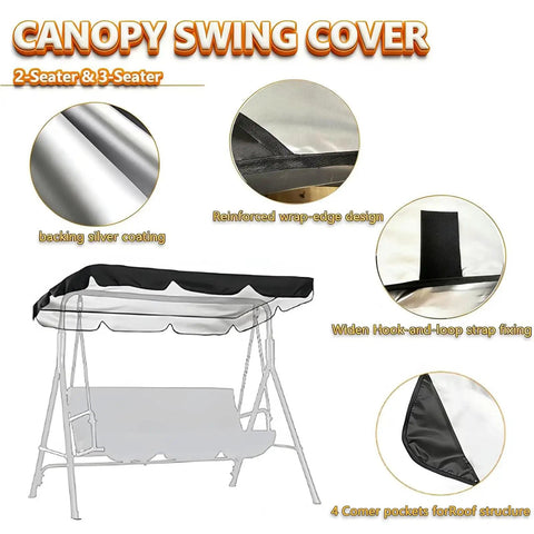 Replacement Canopy Top For Patio Swing 65x45 75x45 78x47 85x45 Outdoor with reinforced edges and UV block design