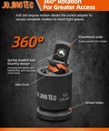 Beefy Impact Universal Joint Socket Swivel Set Three Piece Drive Half Inch Three Eighths Inch Quarter Inch 360 Degree Rotation Cr-Mo Steel Drop-Forged And Heat-Treated Black Oxide Finish showing 360-degree rotation and features such as chamfered ends and drive holes.
