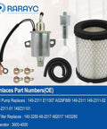Electric Fuel Pump And Fuel Filter Kit For Onan Cummins RV Generators 4000 Series 4KW Microlite MicroQuiet parts display