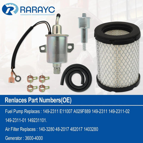 Electric Fuel Pump And Fuel Filter Kit For Onan Cummins RV Generators 4000 Series 4KW Microlite MicroQuiet parts display