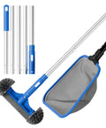 Deluxe Pool Cleaning Kit With Skimmer Net And Round Brush 70 Inch Telescopic Pole Half Deep Fine Mesh Net For Leaves