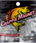 Crappie Magnet 15 Piece Pearcy Lure Set For Freshwater Fishing pack with split-tail jigs, visible through a clear package