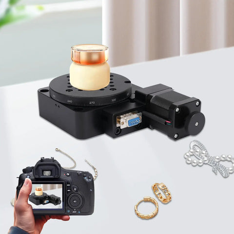 100mm Electric Rotary Stage Pro Grade Motorized Rotation Platform With Stepper Motor And Worm Gear, used for imaging setup