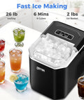 Portable Countertop Ice Maker That Cranks Out Bullet Ice In 6 Minutes, 9 Cubes Per Batch, Up To 26 Lbs Per Day in kitchen.