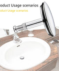 Resistant Brass Bathtubs Plugs 43mm for Homes installed in a bathroom sink, showcasing adjustable design and chrome finish.